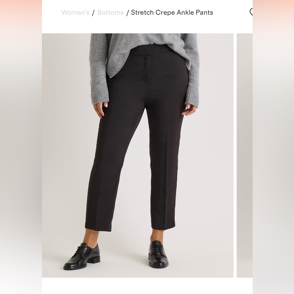 NEW! Quince Stretch Crepe Ankle Pants, Size 4